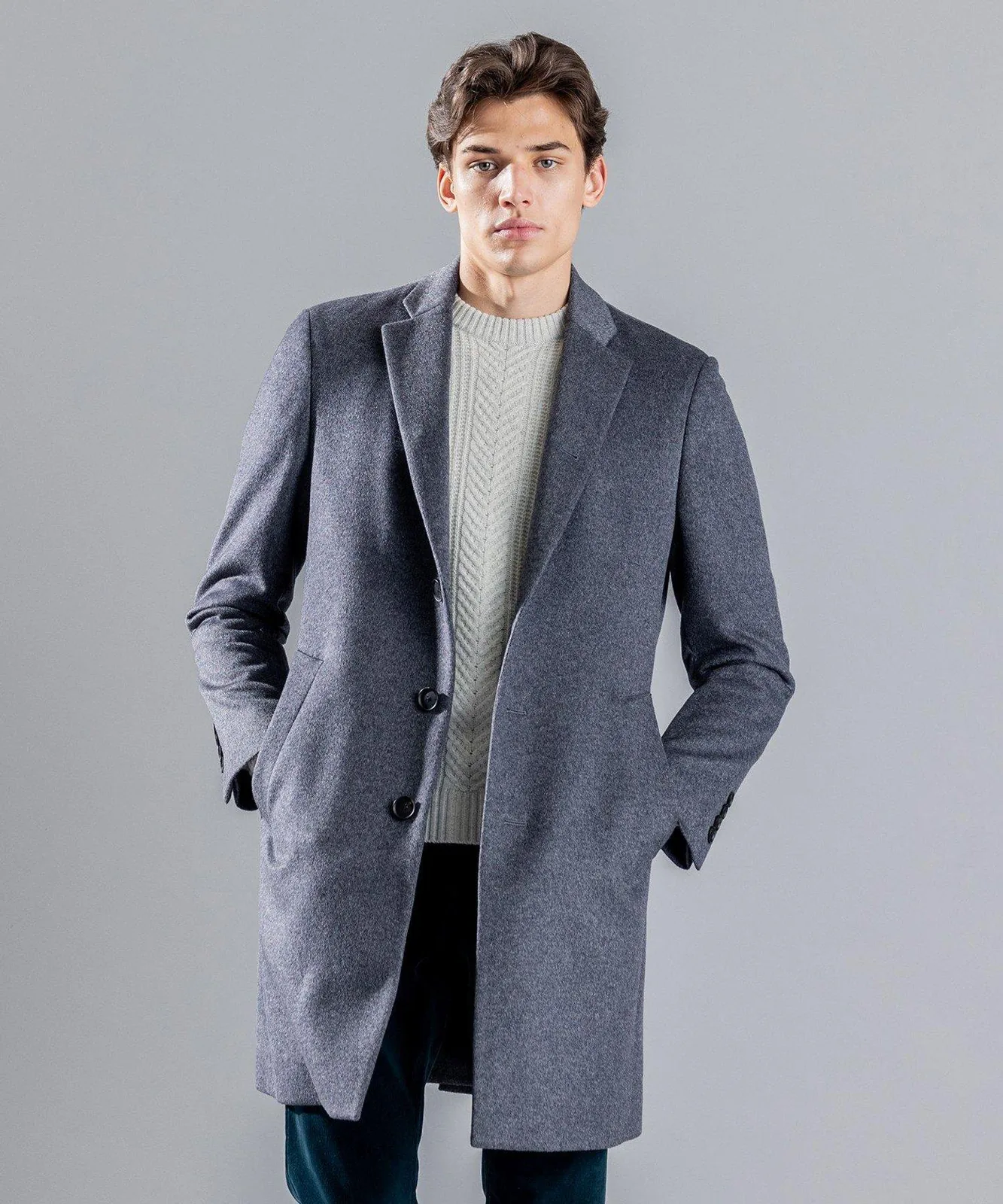 Structured overcoat on a model